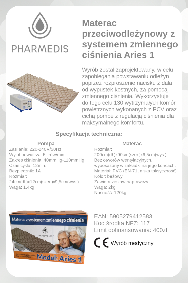 Ulotka informacyjna Materac przeciwodleżynowy